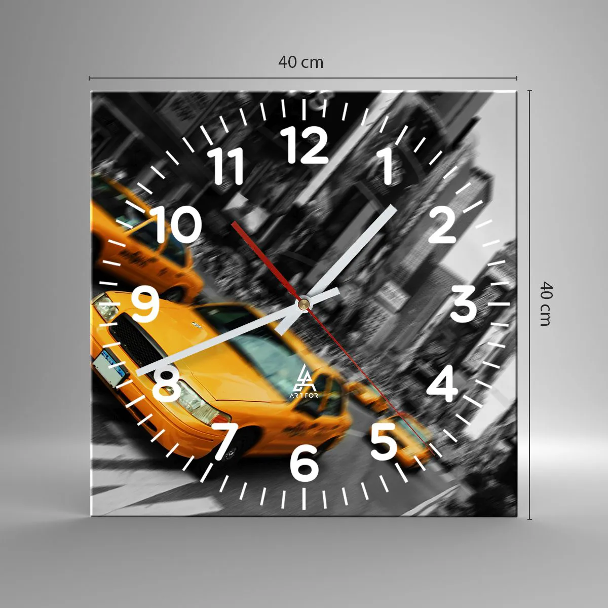 Ceas de perete - Ceas pe sticlă - Picături de soare la New York - 40x40 cm