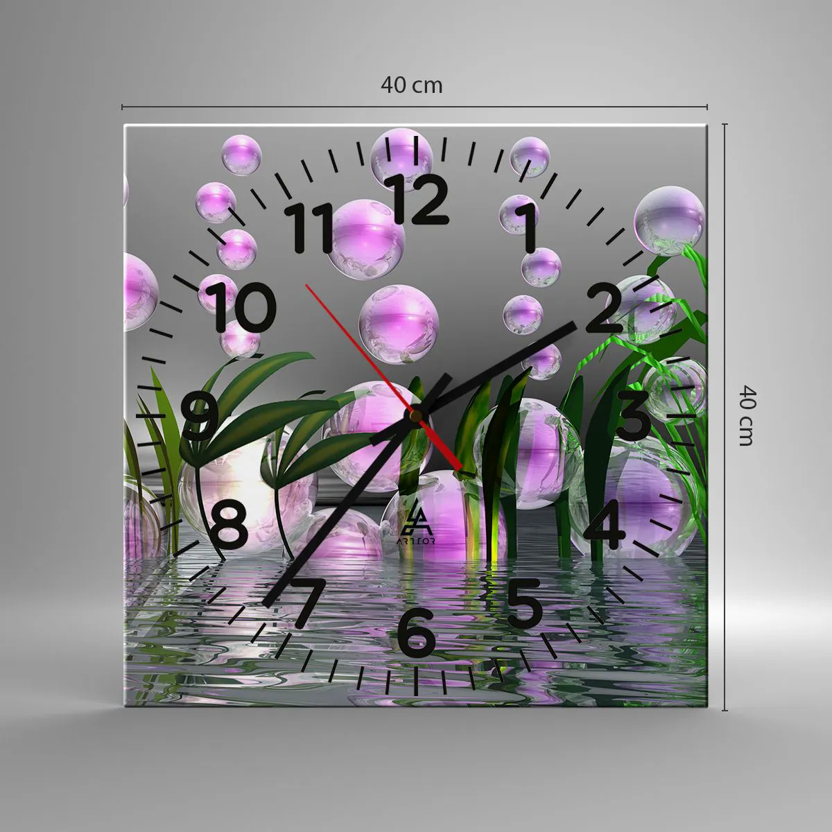 Nástěnné hodiny - Reflexní kompozice lehkosti a života - 40x40 cm