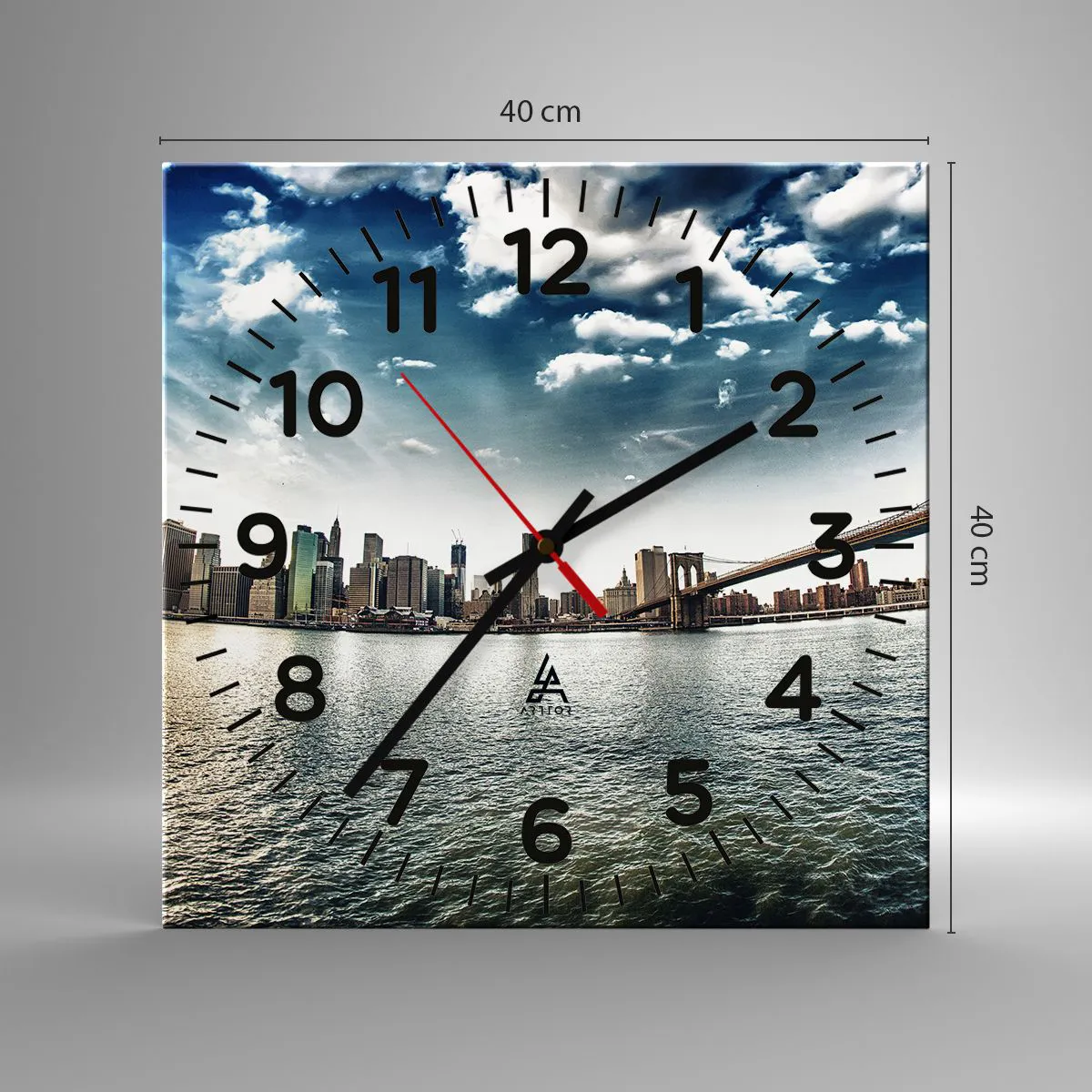 Ceas de perete - Ceas pe sticlă - Insula de sticlă - 40x40 cm