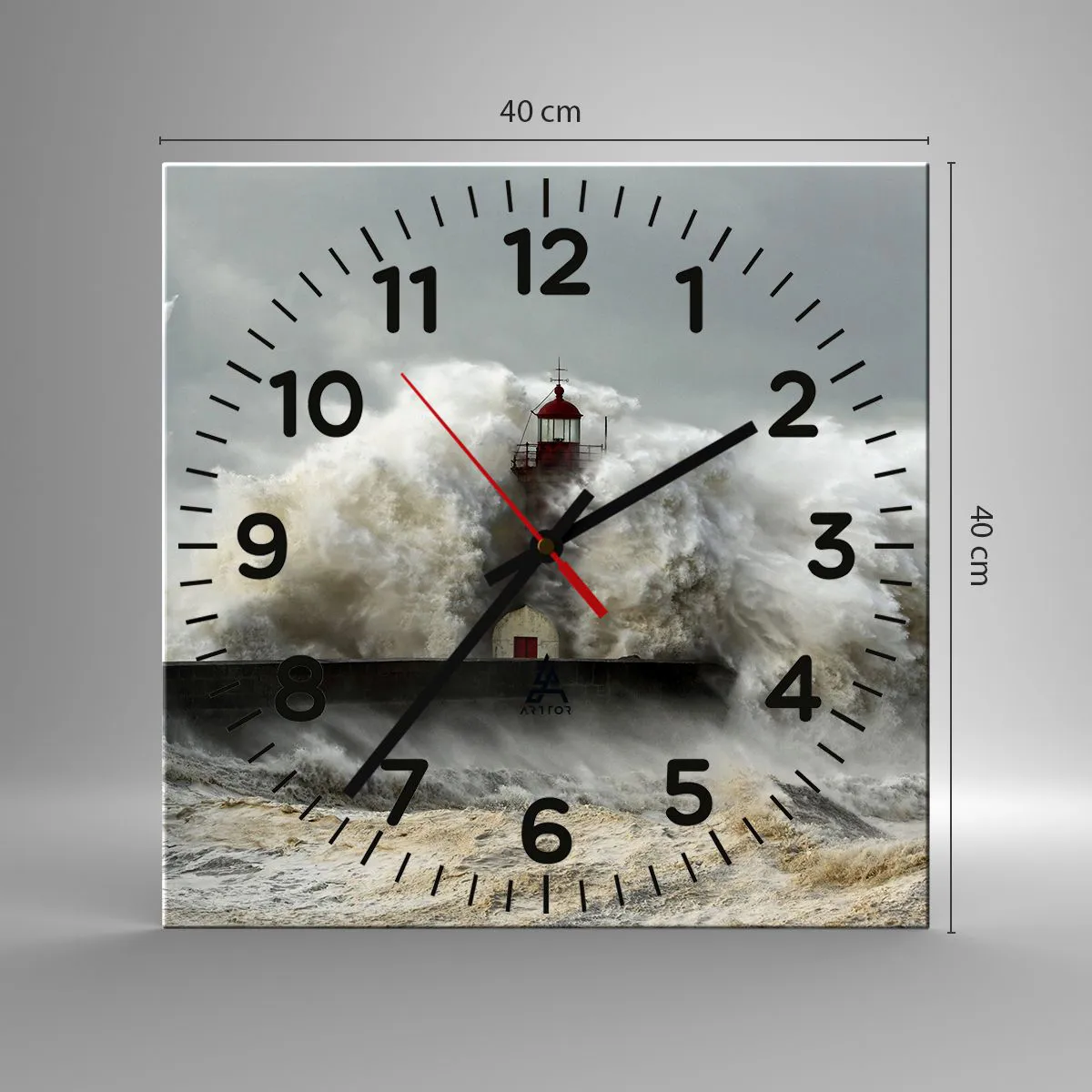 Wanduhr - Glasuhr - Die Wut des Ozeans - 40x40 cm