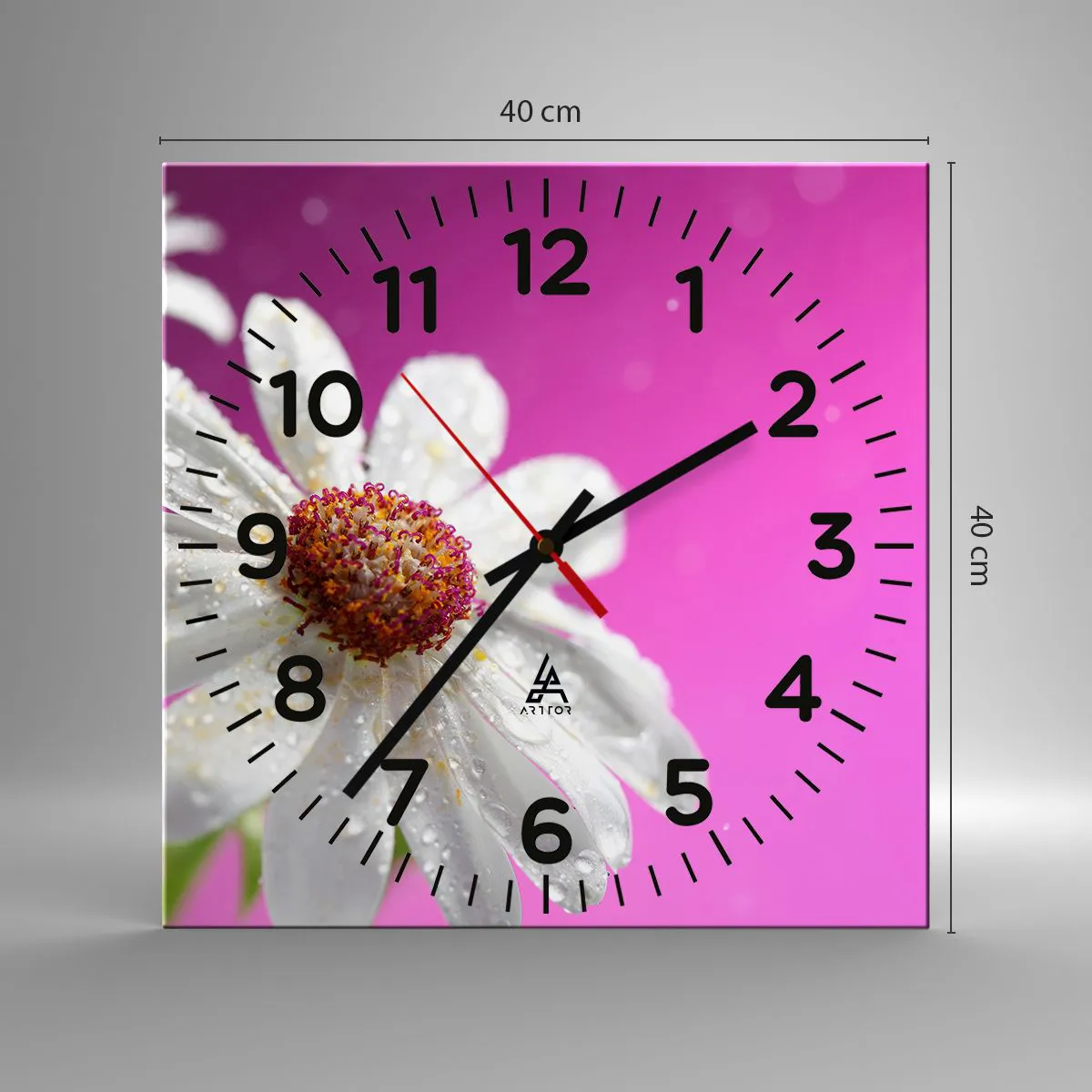 Ceas de perete - Ceas pe sticlă - Modestă în frumusețea ei - 40x40 cm