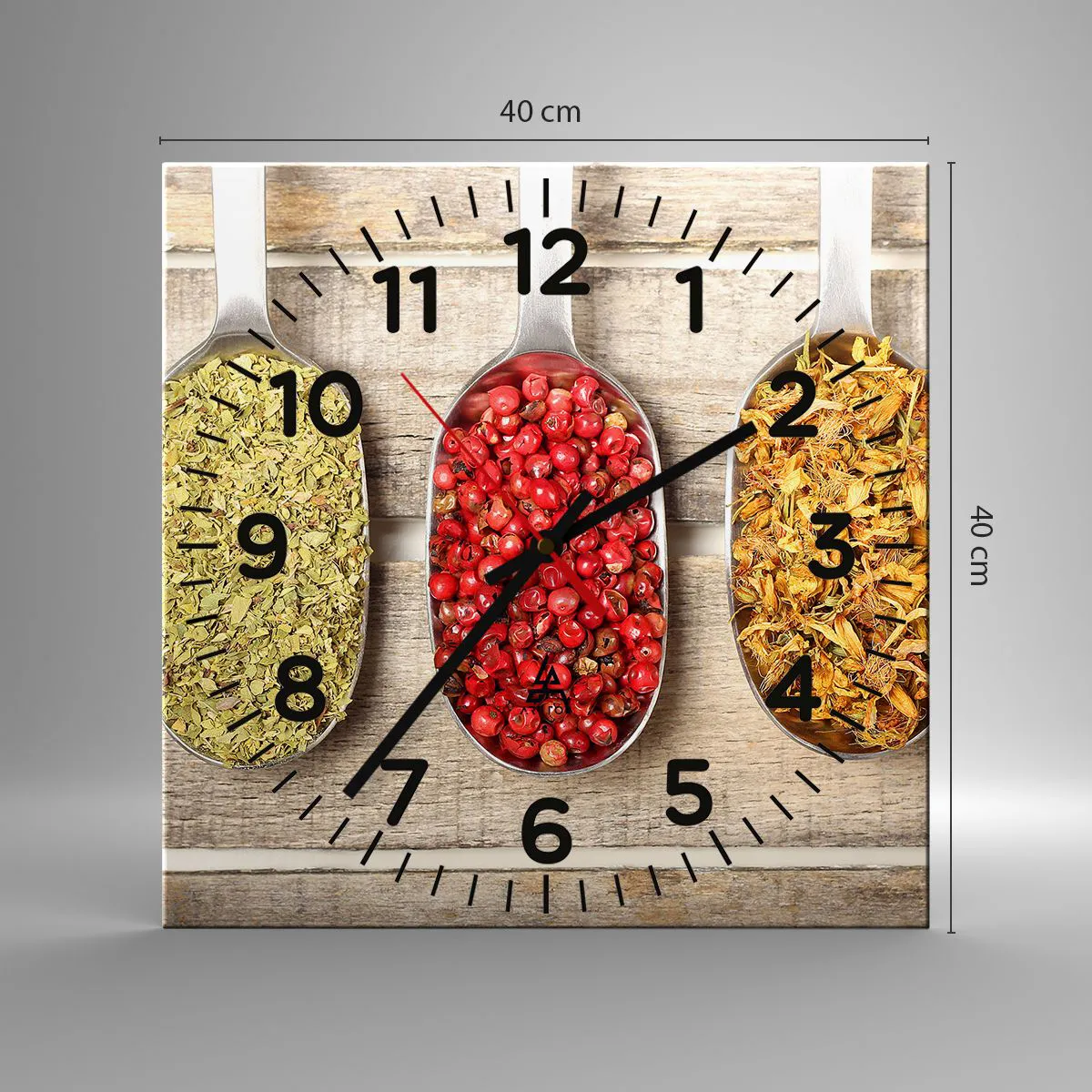 Wall clock - Clock on glass - Kitchen Magic - 40x40 cm
