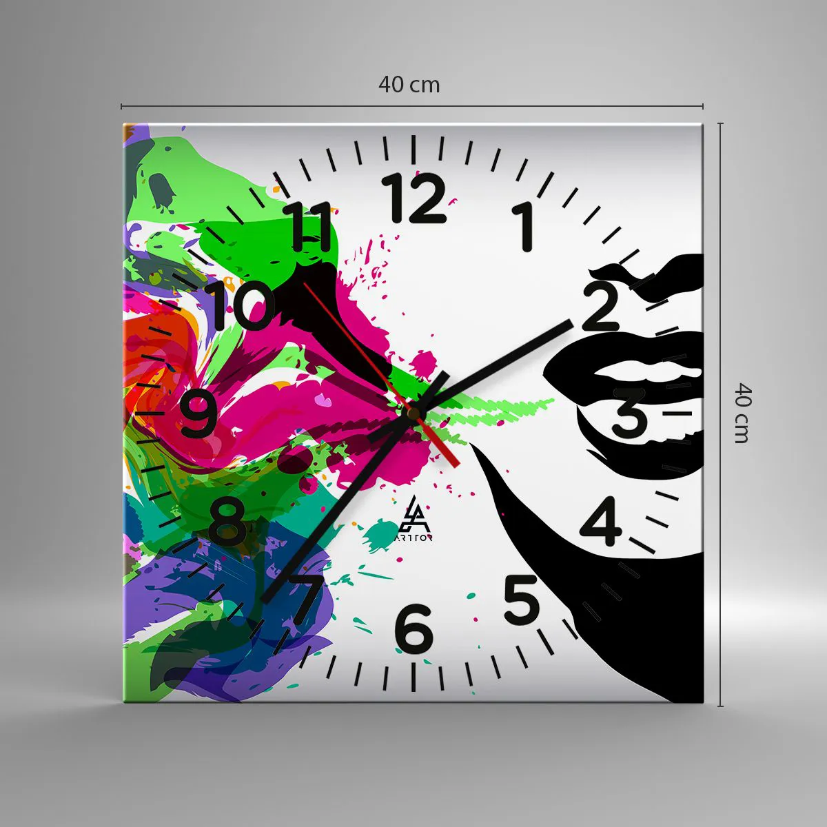 Wanduhr - Glasuhr - Eine Geschichte in den Farben des Regenbogens - 40x40 cm