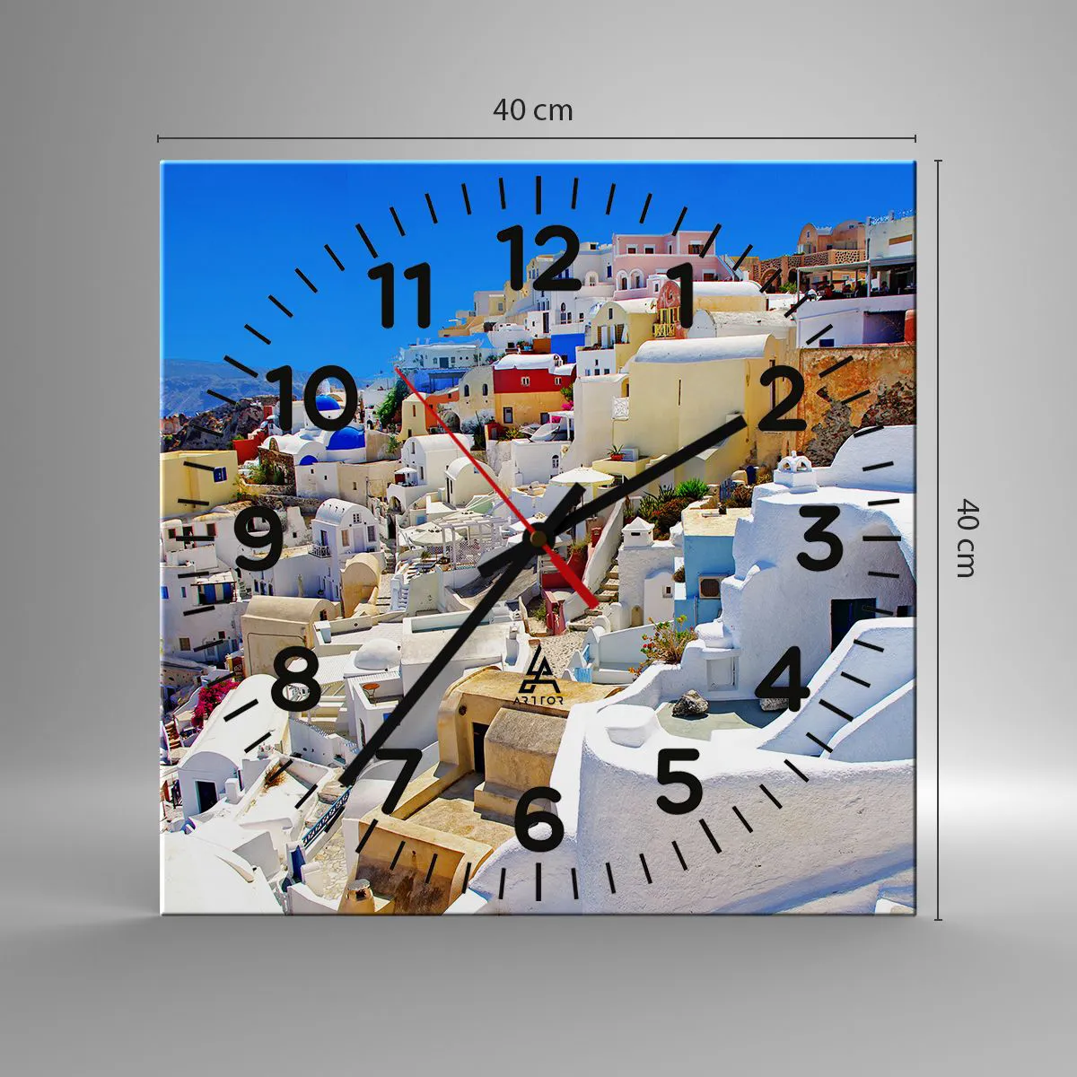 Wanduhr - Glasuhr - Der Traum vom griechischen Sommer - 40x40 cm