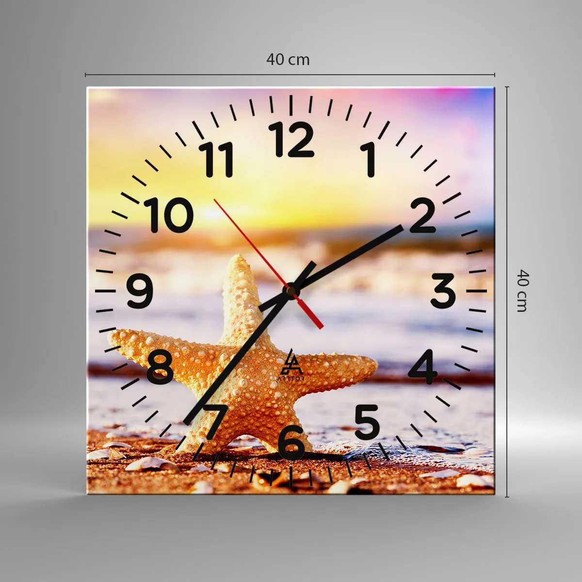 Väggklocka - Klocka på glas - Havsgåva - 40x40 cm