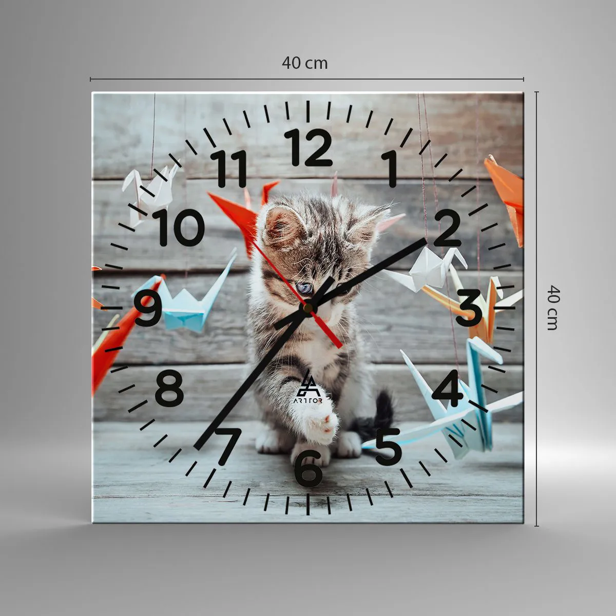 Väggklocka - Klocka på glas - Första lektionen - 40x40 cm