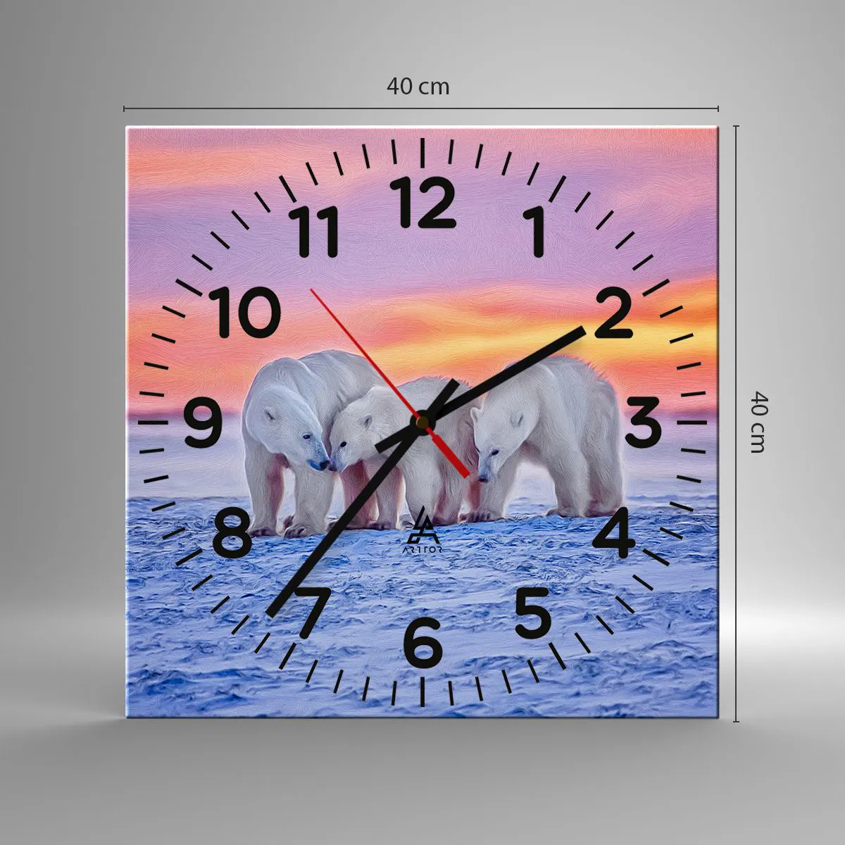 Wanduhr - Glasuhr - Familienwärme ist genug - 40x40 cm