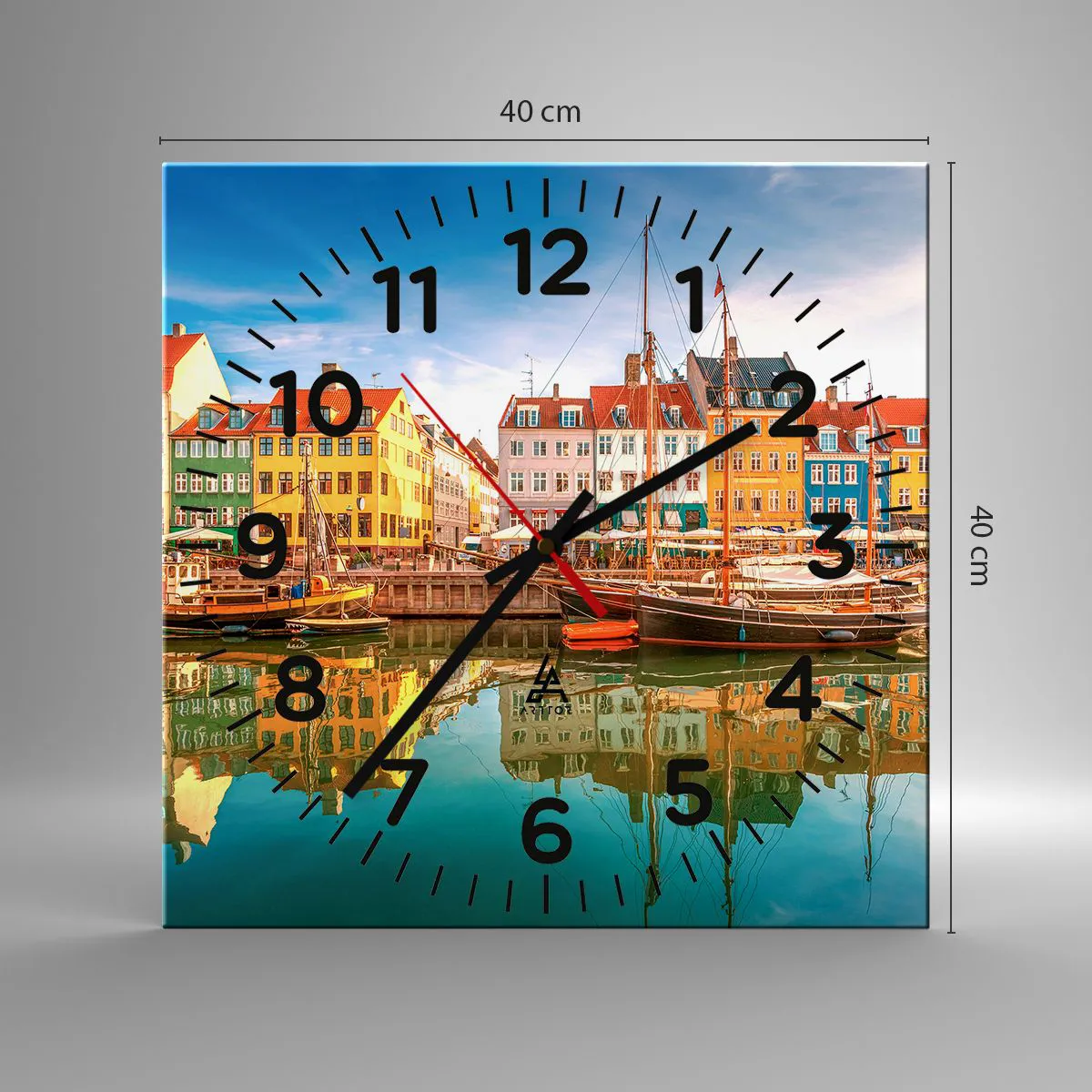 Relógio de parede - Relógio em vidro - Sobre a água tão lisa como um espelho - 40x40 cm