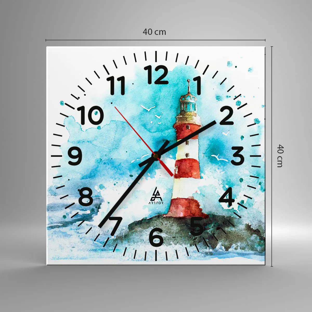 Reloj de pared - Reloj de vidrio - La unidad de los elementos - 40x40 cm