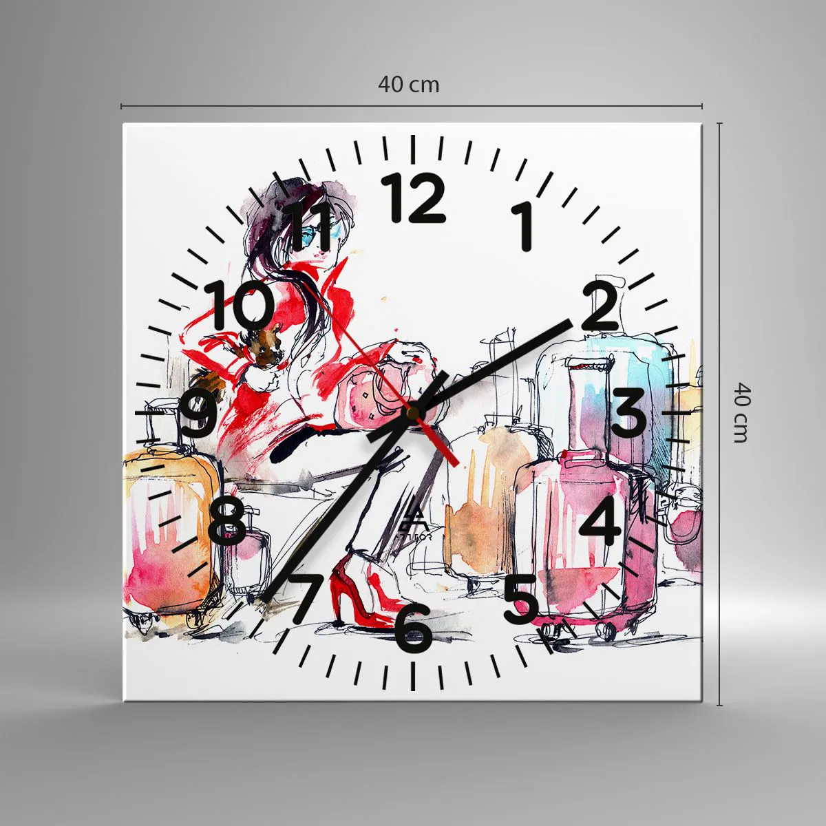 Wanduhr - Glasuhr - Setzen wir uns vor der Reise hin - 40x40 cm