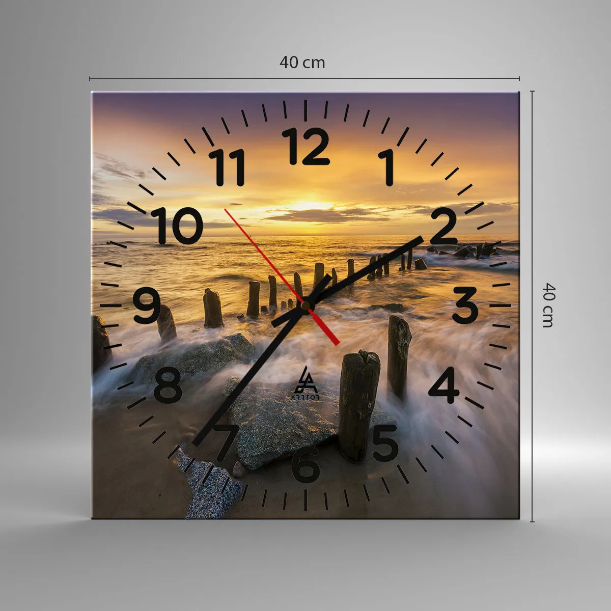 Relógio de parede - Relógio em vidro - A beleza crua do Mar Báltico - 40x40 cm