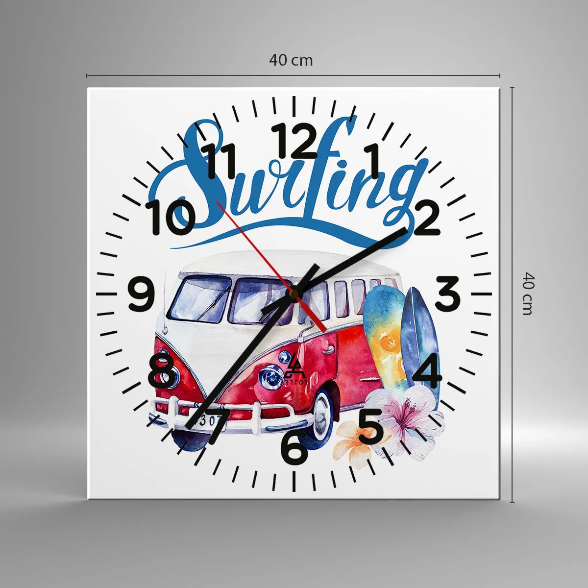 Zegar ścienny - Ogórek - klasyk dla surfera - 40x40 cm