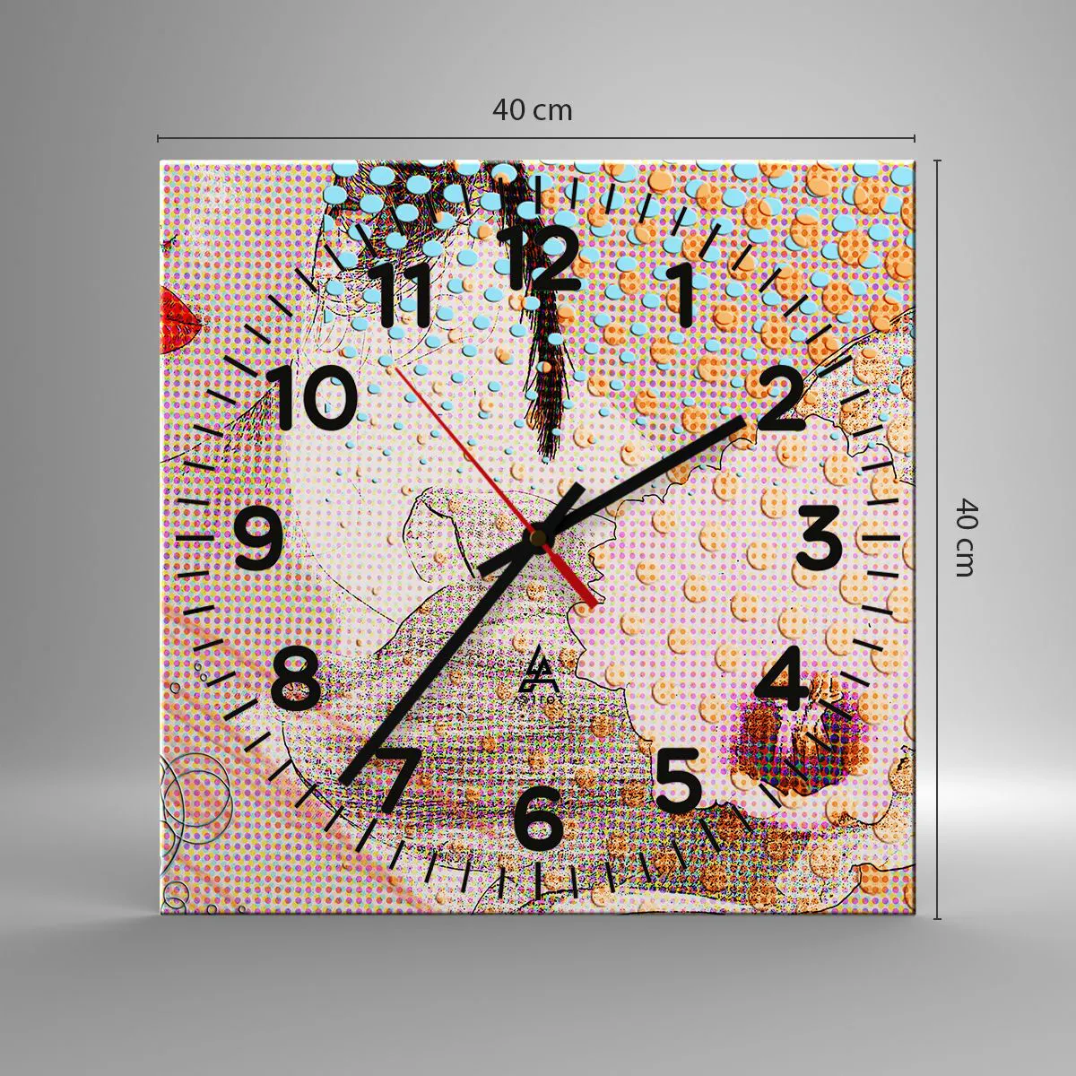 Wanduhr - Glasuhr - Comic-Heldin - 40x40 cm