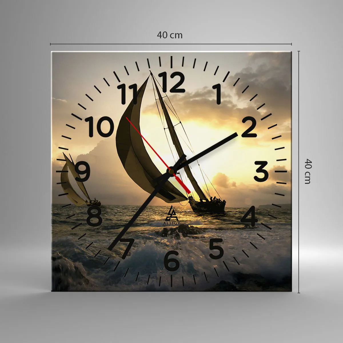 Wandklok - Klok - Met de wind en tegen de wind - 40x40 cm