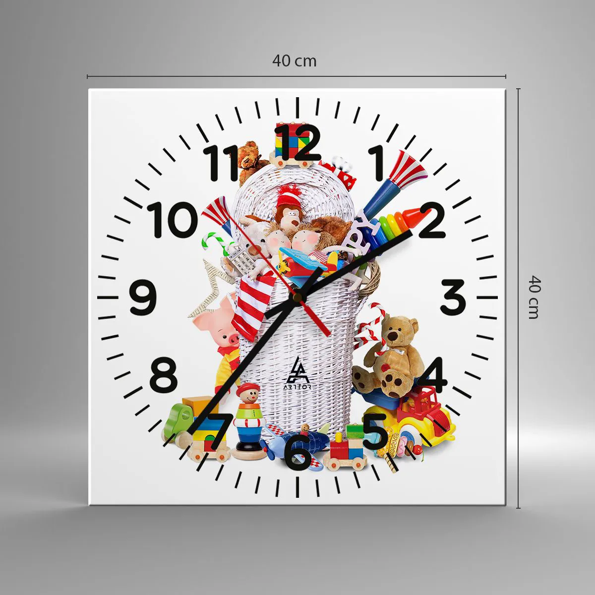 Ceas de perete - Ceas pe sticlă - Comorile micuțului - 40x40 cm