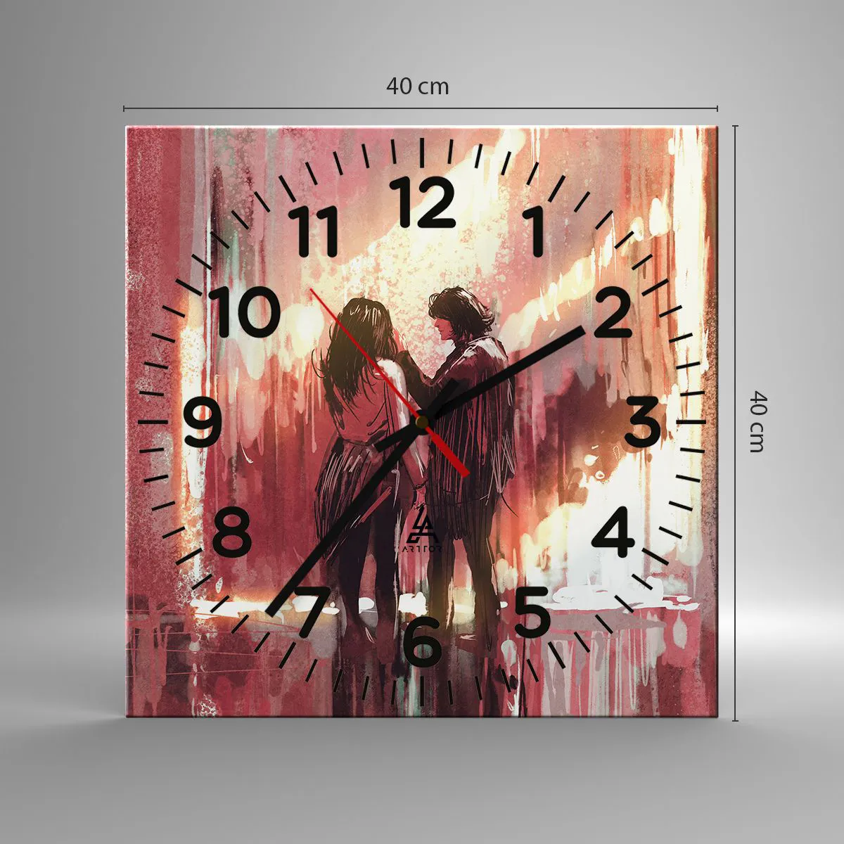 Ceas de perete - Ceas pe sticlă - Spectacolul etern al iubirii - 40x40 cm