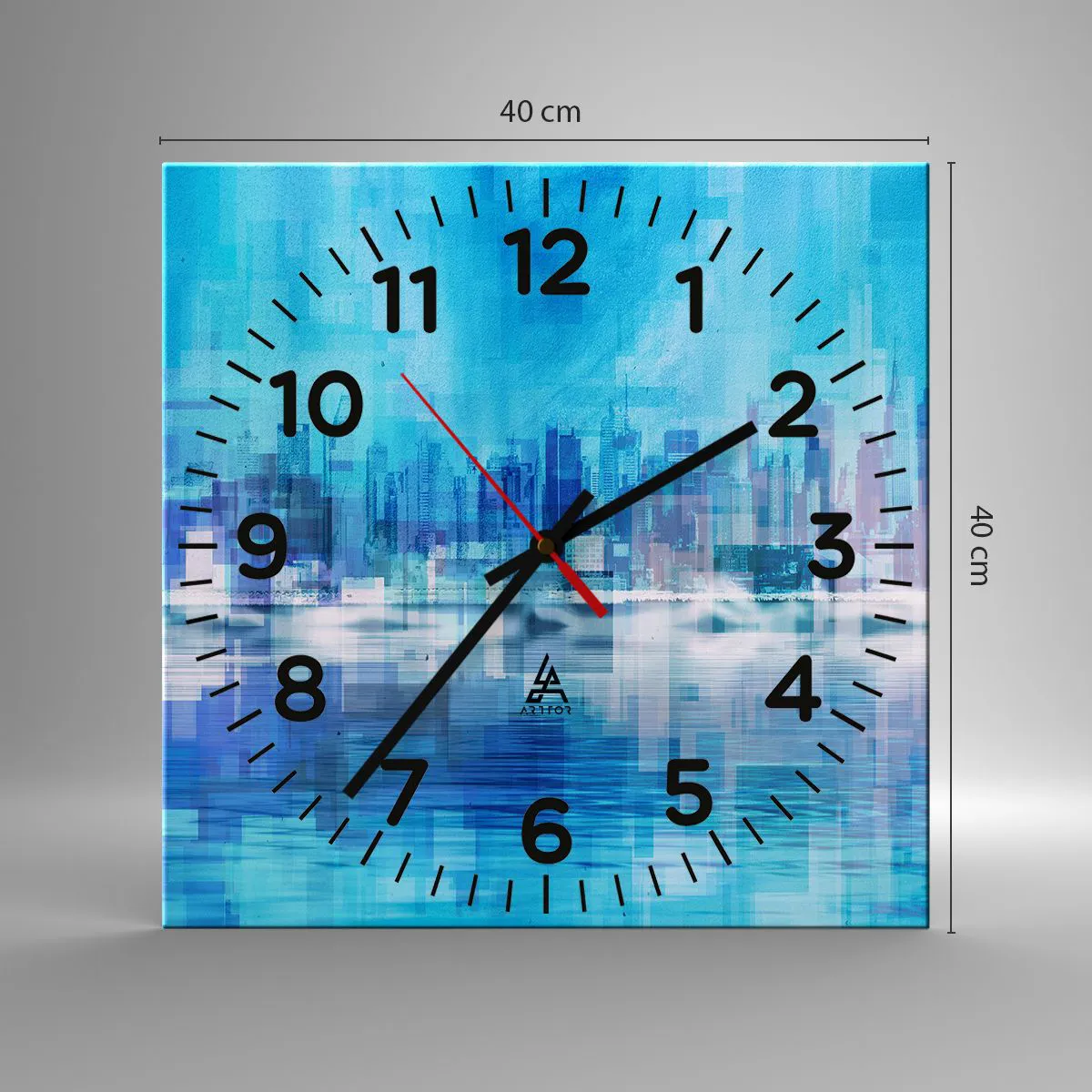 Wanduhr - Glasuhr - In Blau ertrunken - 40x40 cm