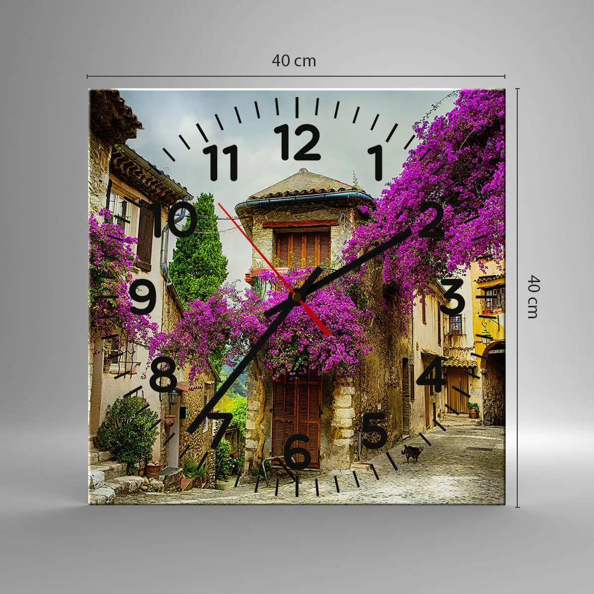 Ceas de perete - Ceas pe sticlă - Sub un baldachin floral - 40x40 cm