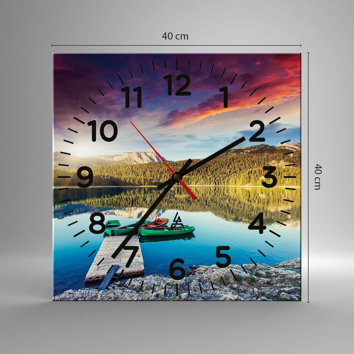 Ceas de perete - Ceas pe sticlă - Spre o apă netedă ca o oglindă - 40x40 cm