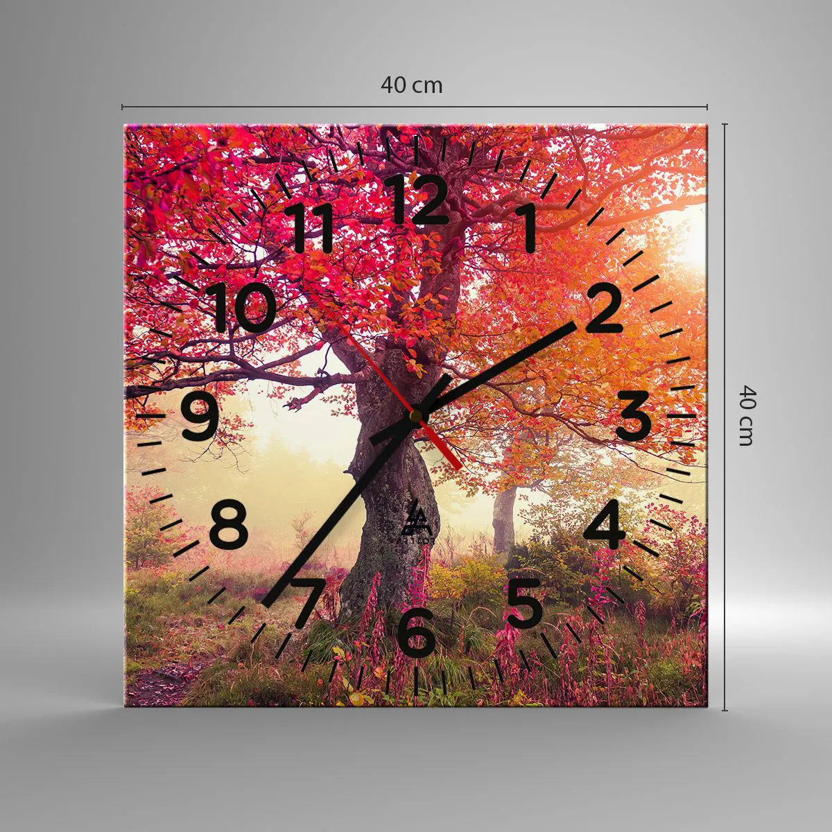 Wall clock - Clock on glass - In Full Bloom - 40x40 cm