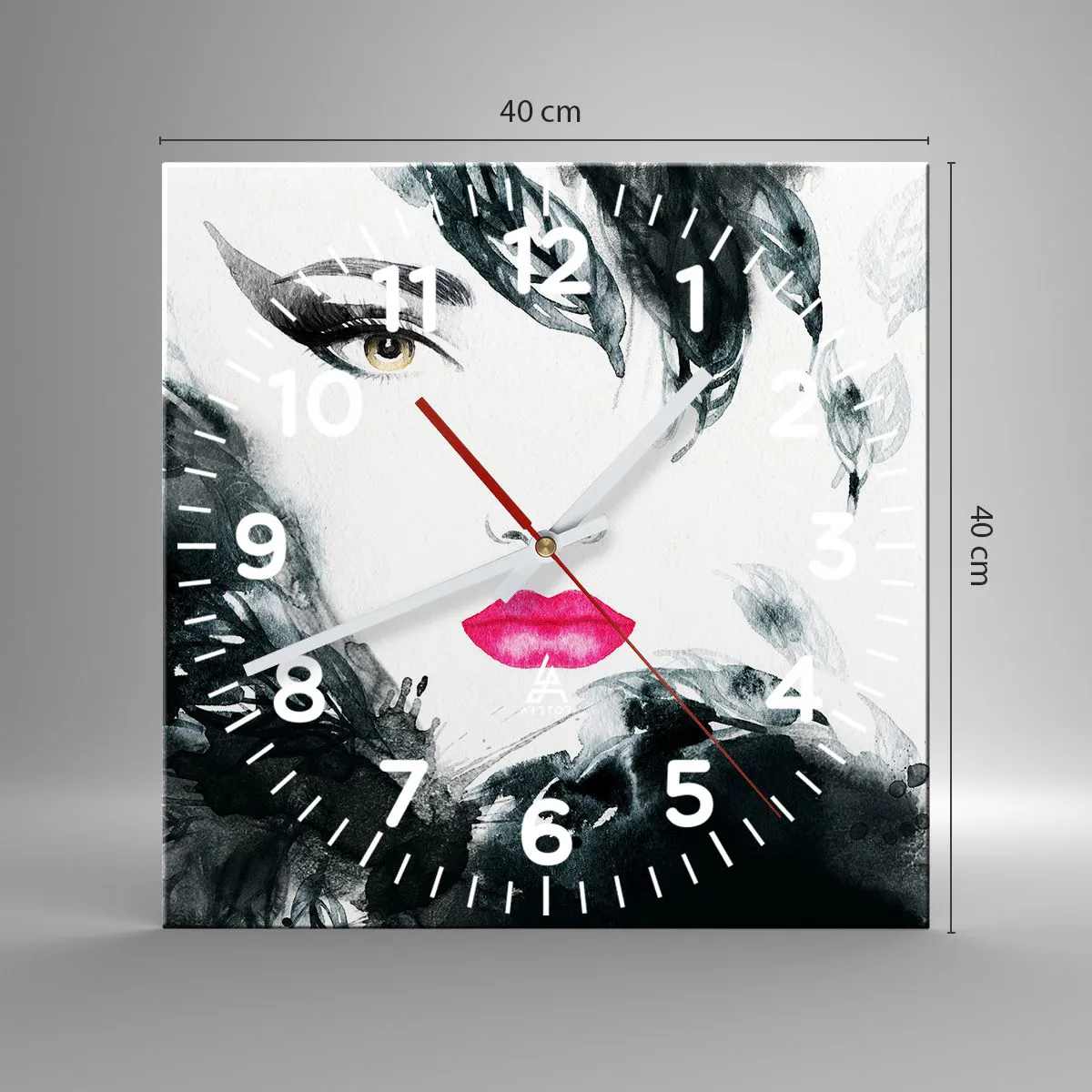 Wall clock - Clock on glass - Watch out for Femme Fatale! - 40x40 cm