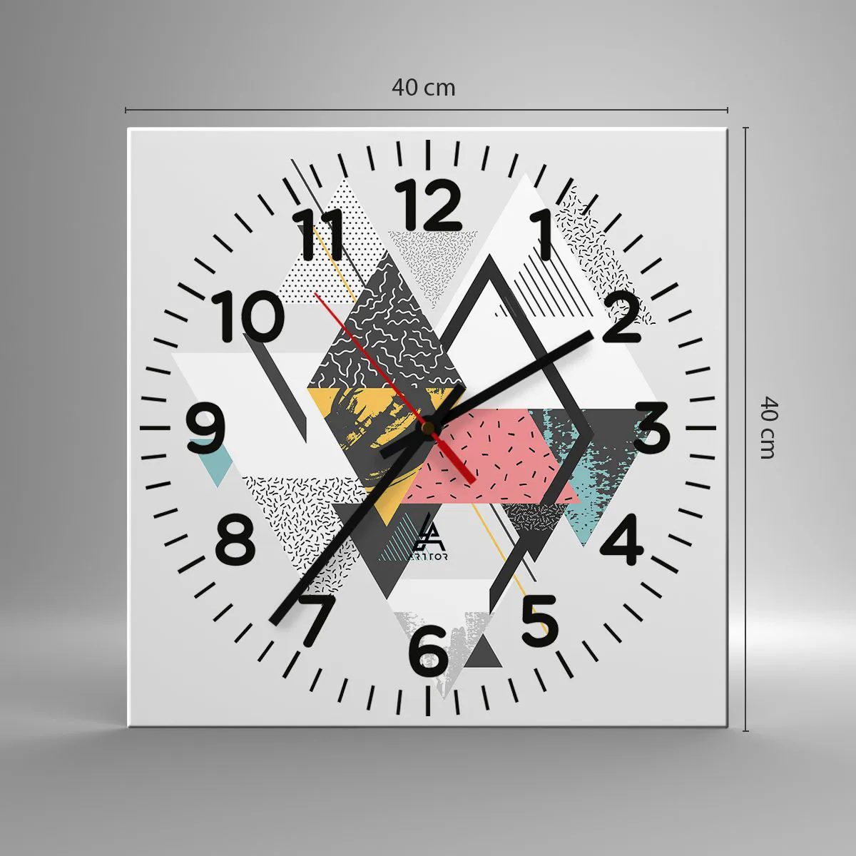 Wall clock - Clock on glass - Variation for Triangle and Rhombus - 40x40 cm