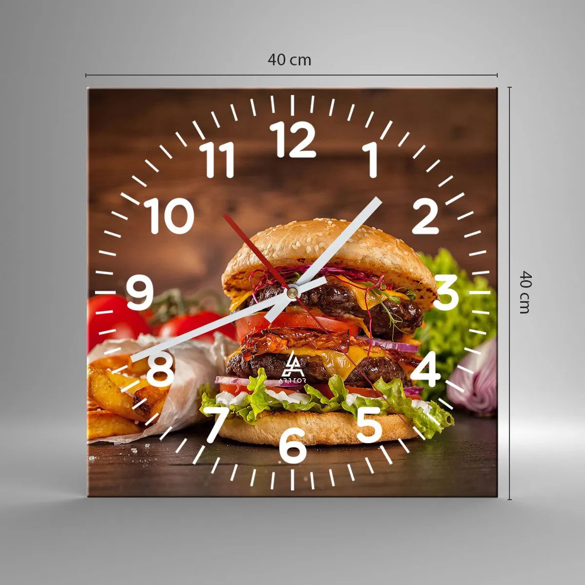 Wall clock - Clock on glass - Forbidden Fruit - 40x40 cm