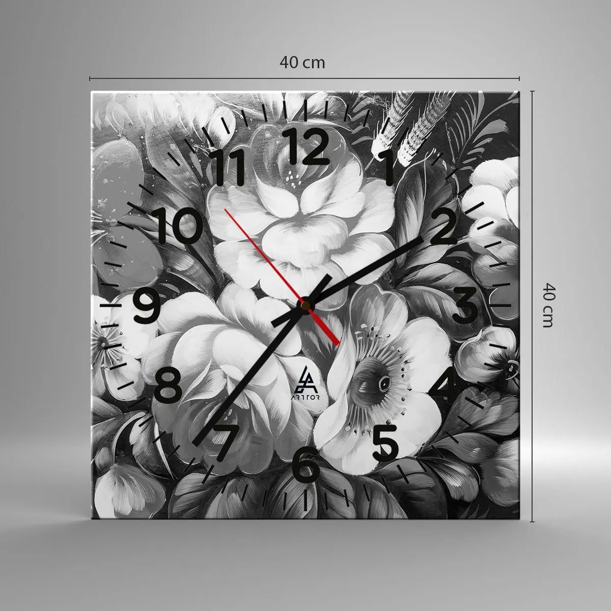 Wanduhr - Glasuhr - Schön auch in Grau - 40x40 cm