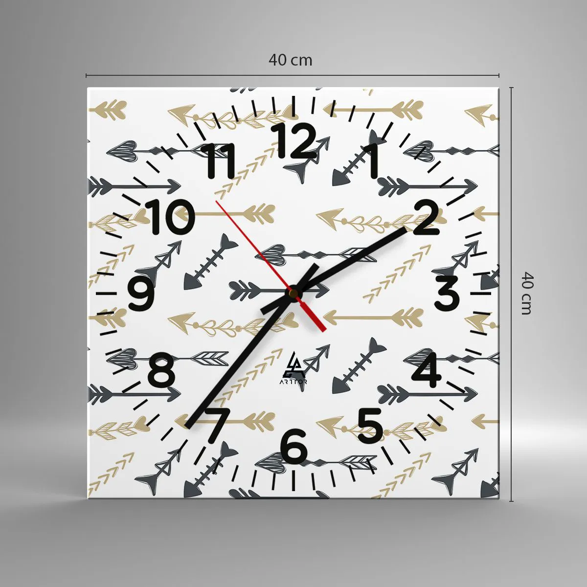 Ceas de perete - Ceas pe sticlă - Visul arcașului - 40x40 cm