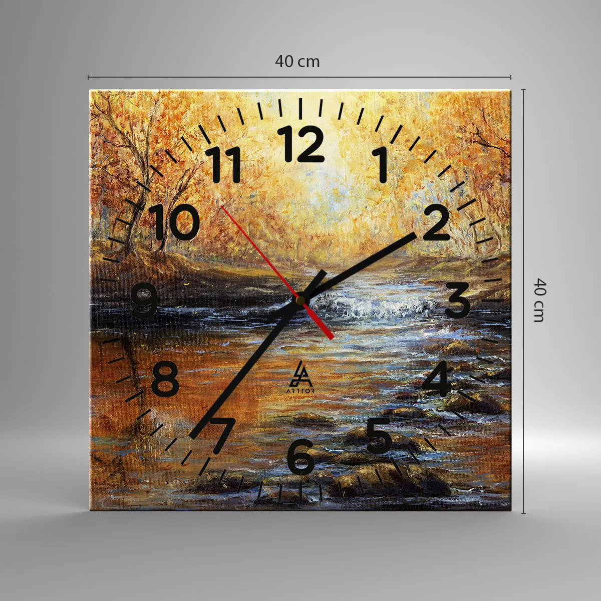 Wanduhr - Glasuhr - Der goldene Strom - 40x40 cm