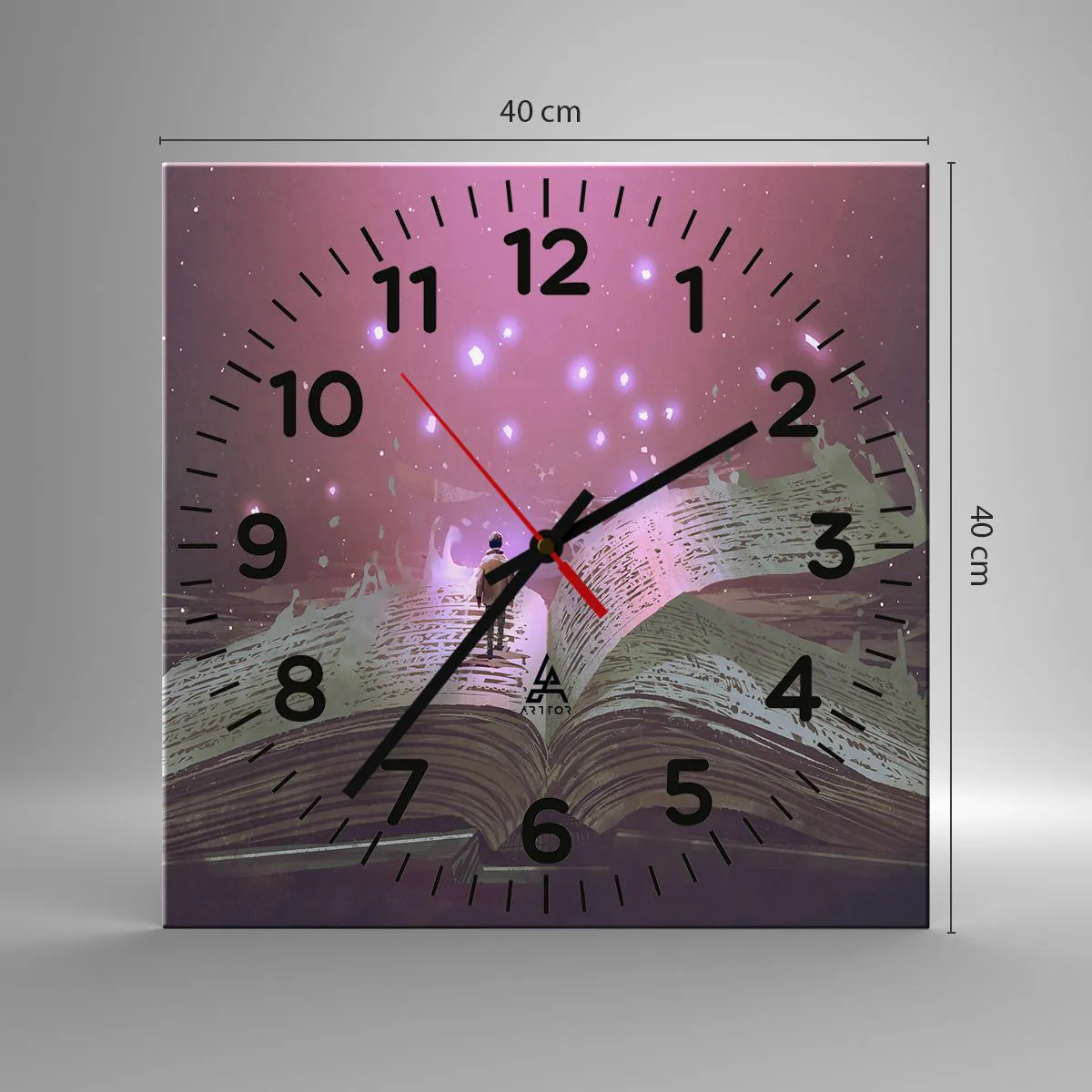 Ceas de perete - Ceas pe sticlă - O invitație către o altă lume - citiți! - 40x40 cm