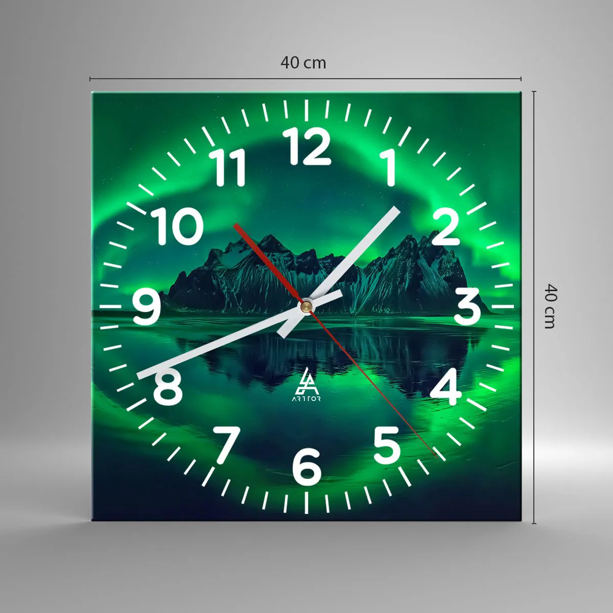 Relógio de parede - Relógio em vidro - Nos braços da aurora - 40x40 cm