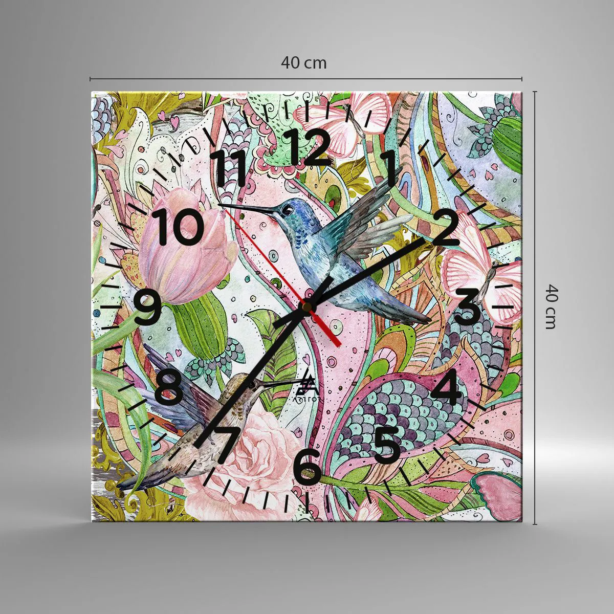 Vægur, Uret - Forviklet i vinstokkene - 40x40 cm