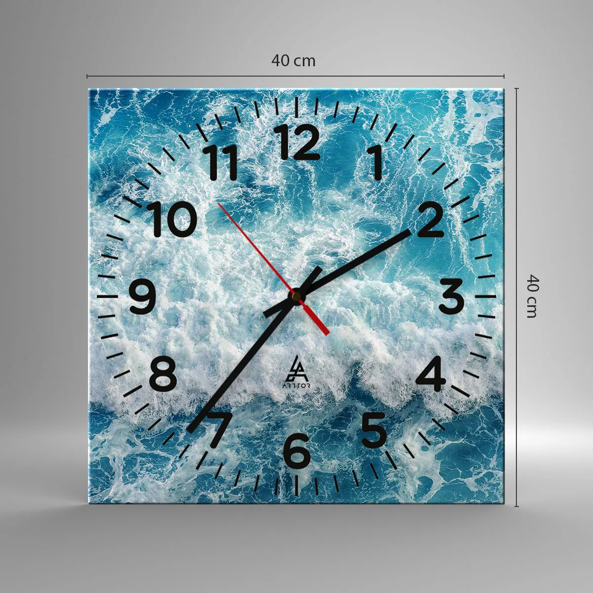 Wanduhr - Glasuhr - Freudig und springend - 40x40 cm