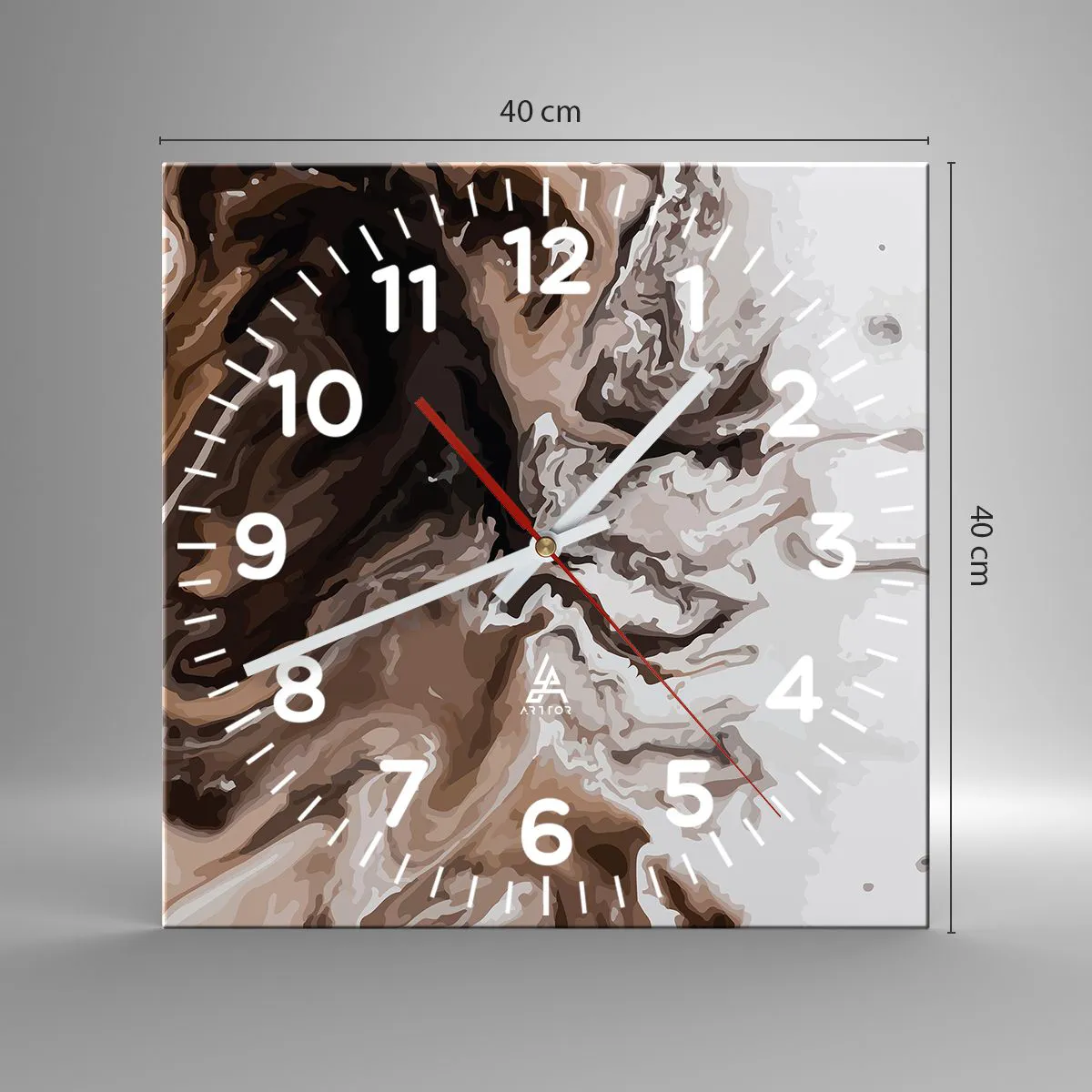 Wanduhr - Glasuhr - Farbkontrast - 40x40 cm