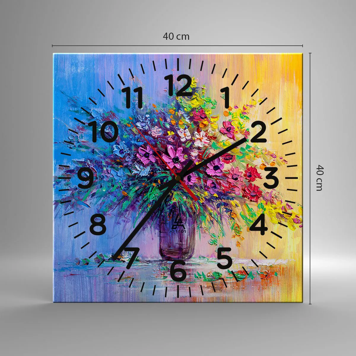 Ceas de perete - Ceas pe sticlă - Darul unei pajiști de vară - 40x40 cm