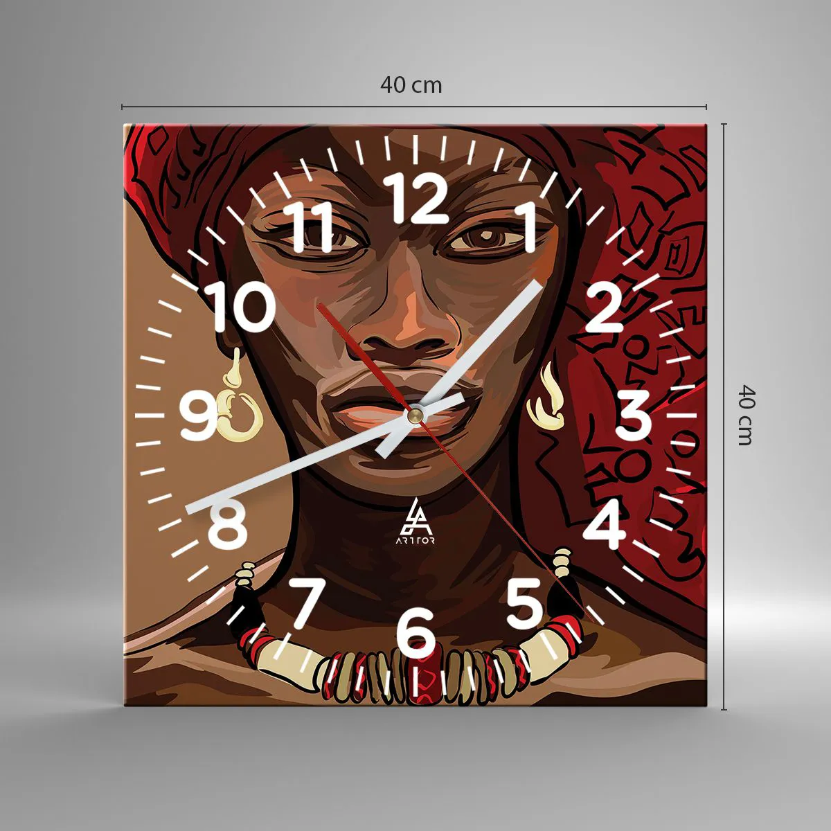 Wall clock - Clock on glass - Ebony Venus - 40x40 cm