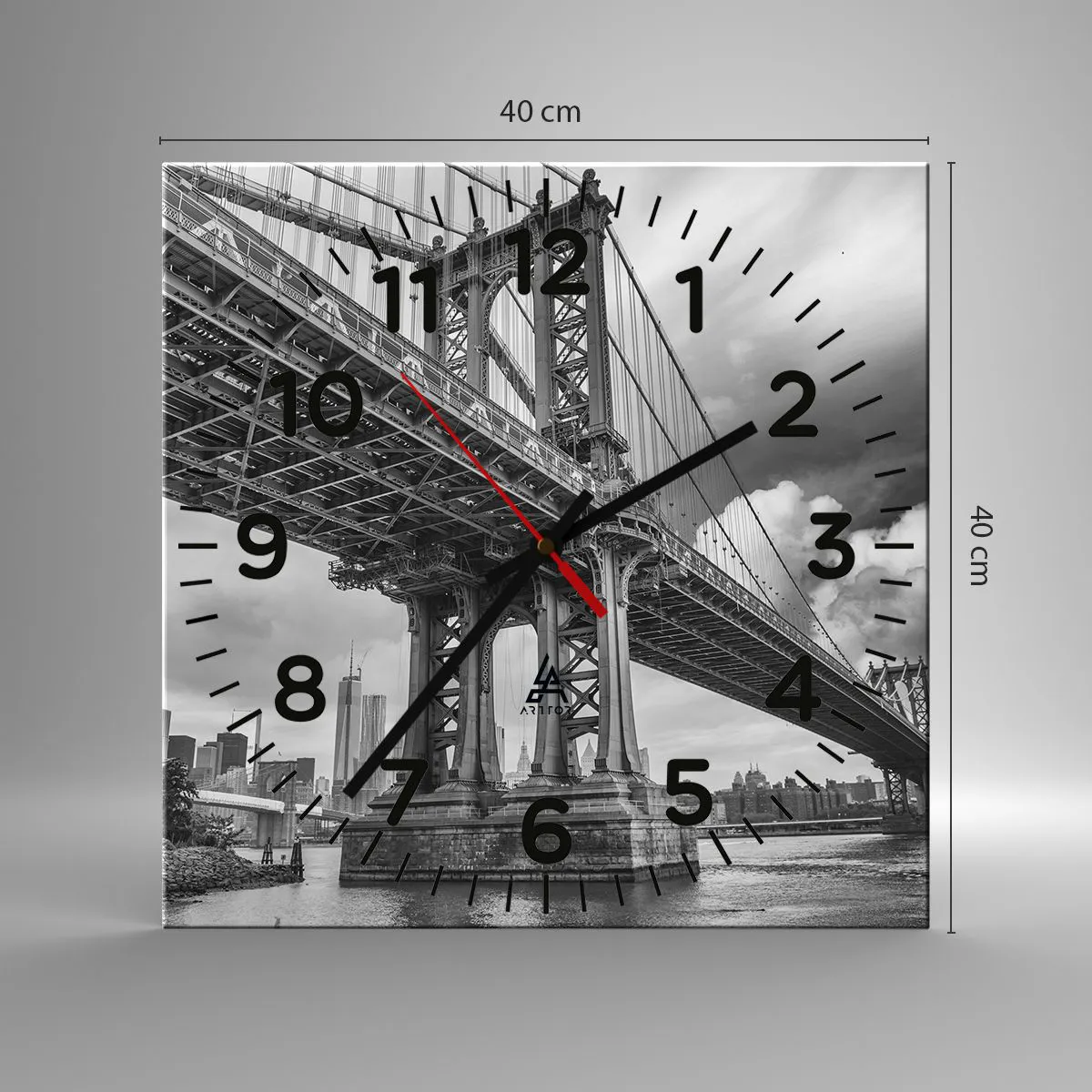 Ceas de perete - Ceas pe sticlă - Spre inima orașului - 40x40 cm