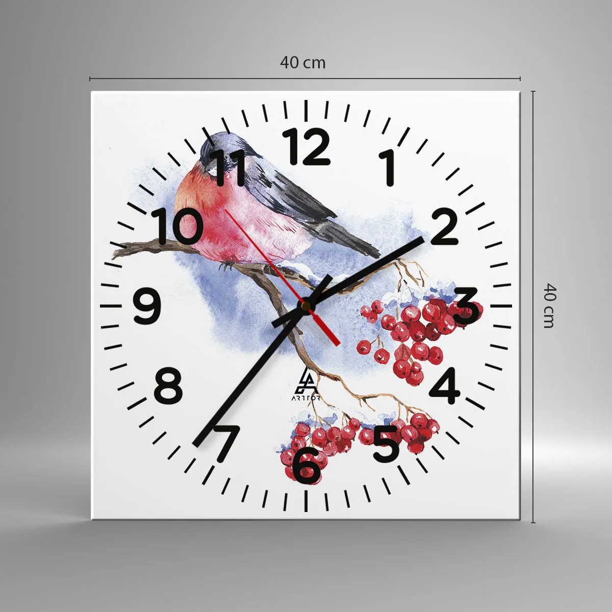 Reloj de pared - Reloj de vidrio - Invierno en color - 40x40 cm