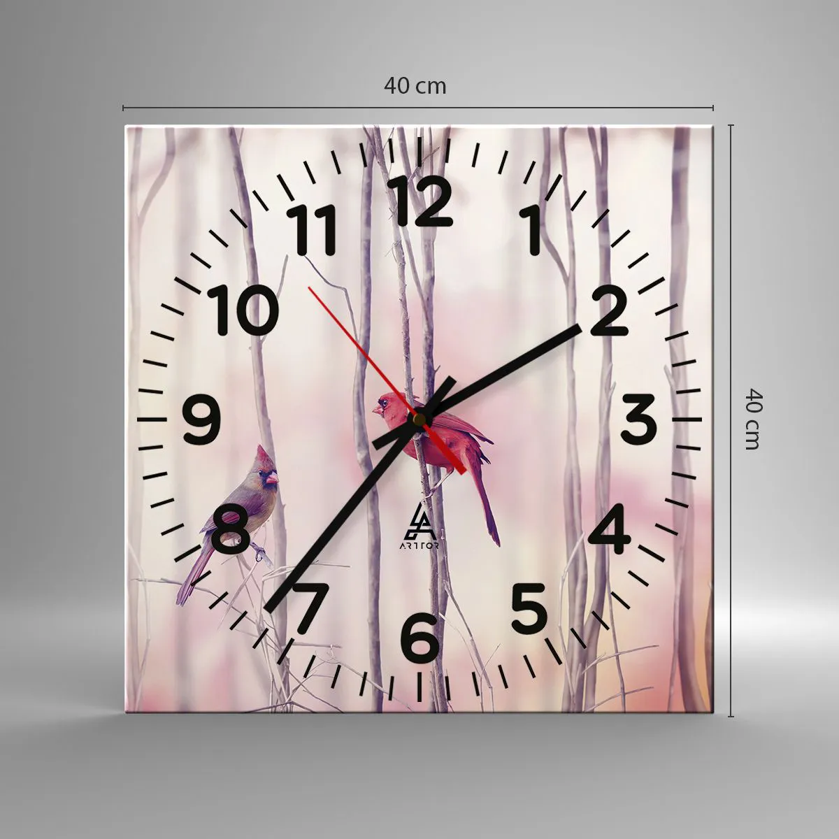 Ceas de perete - Ceas pe sticlă - O poveste din Pădurea Roz - 40x40 cm