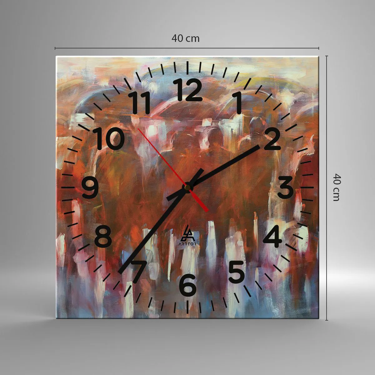 Wall clock - Clock on glass - Equal in Rain and Fog - 40x40 cm