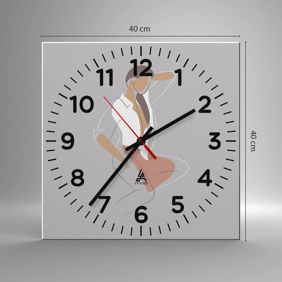 Relógio de parede - Relógio em vidro - O esboço do encanto - 40x40 cm