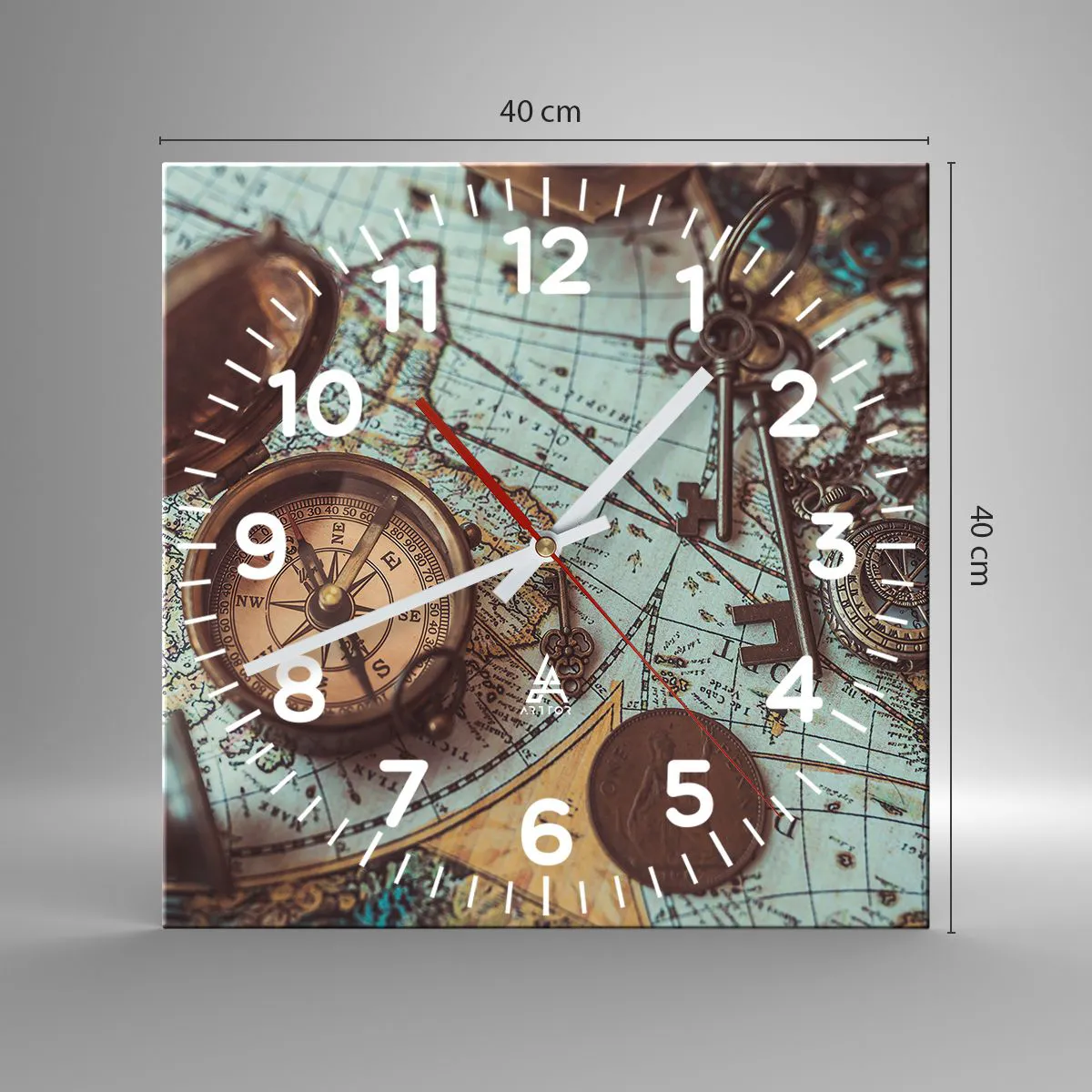 Reloj de pared - Reloj de vidrio - Para el aventurero - 40x40 cm