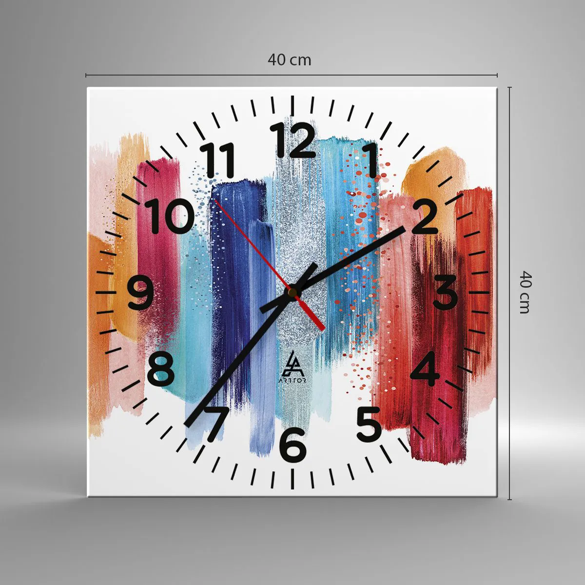 Reloj de pared - Reloj de vidrio - Arriba y abajo - 40x40 cm