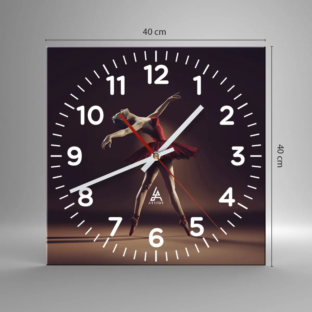 Wanduhr - Glasuhr - Eine Primaballerina - 40x40 cm