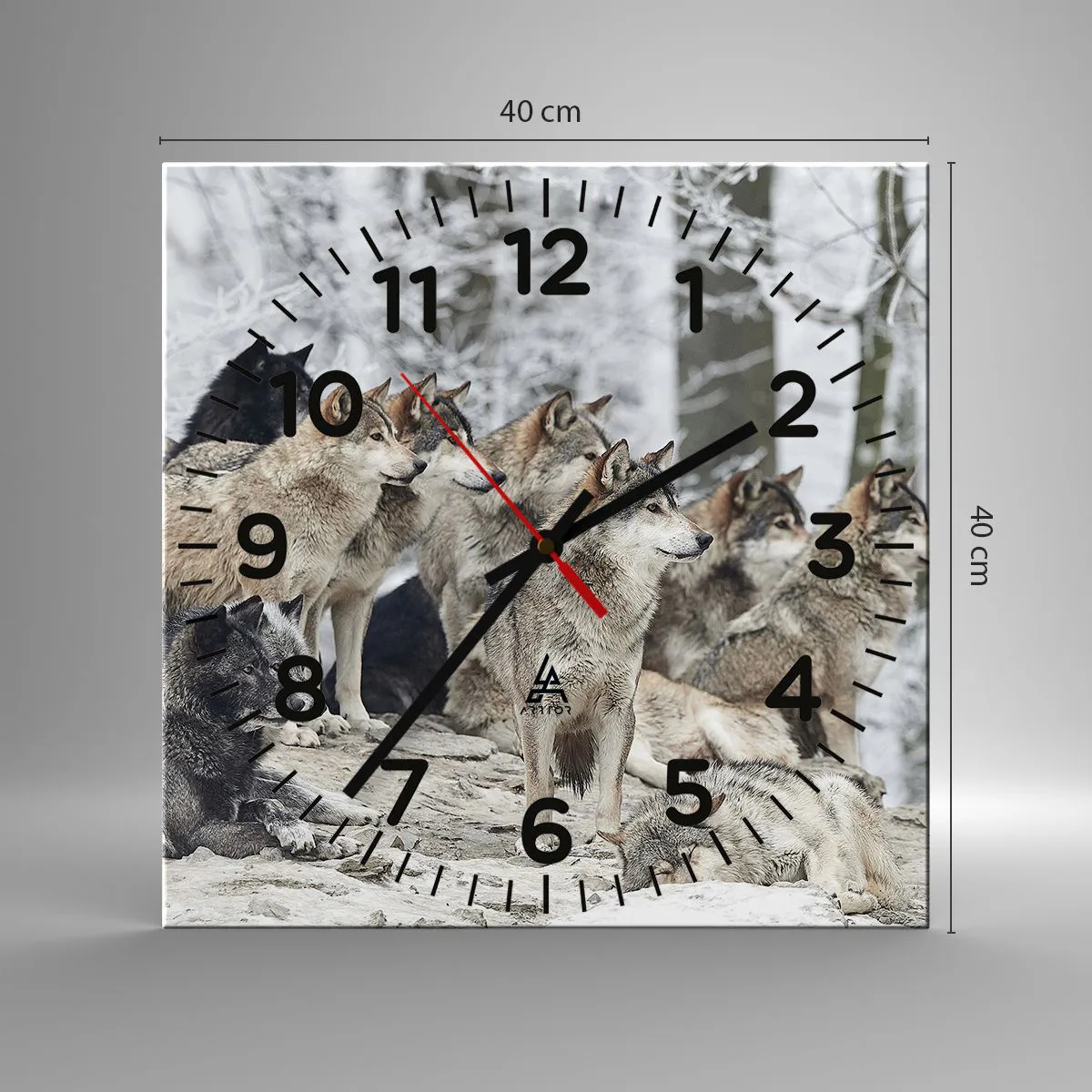 Wall clock - Clock on glass - Family and Friends - 40x40 cm