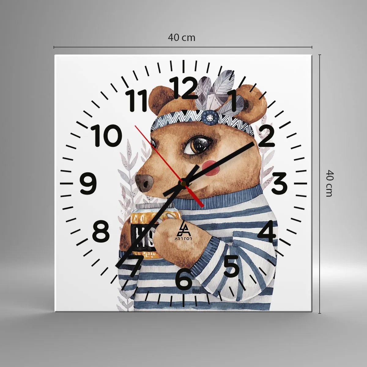 Zegar ścienny - Słodka Misia - 40x40 cm