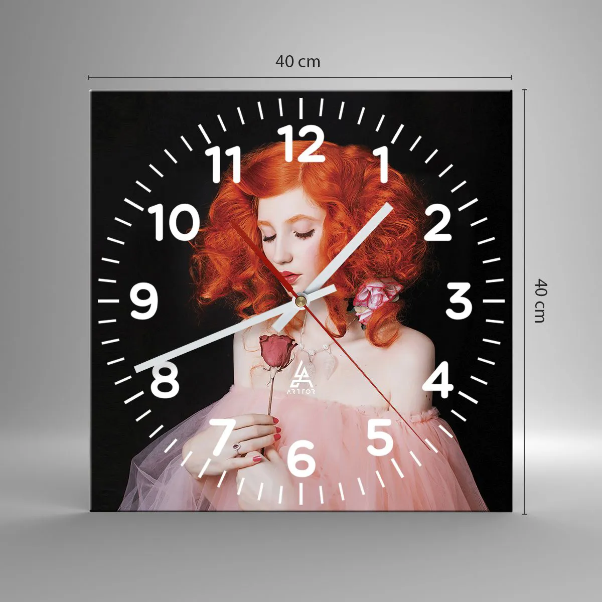 Relógio de parede - Relógio em vidro - Em estilo barroco - 40x40 cm