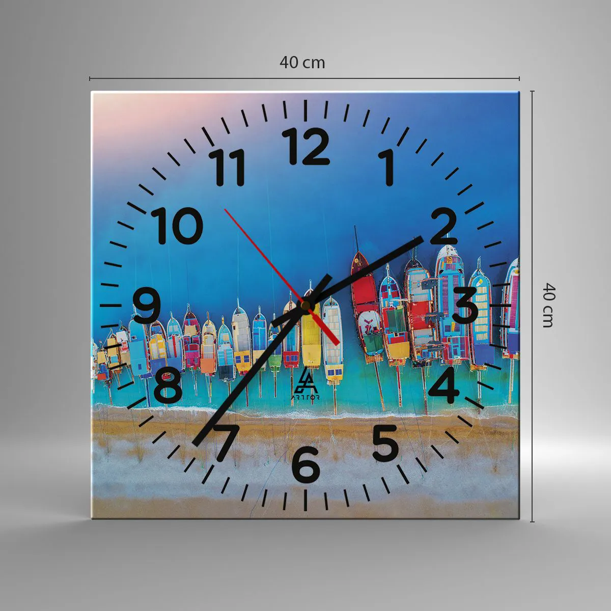 Ceas de perete - Ceas pe sticlă - Din perspectiva unei păsări - 40x40 cm