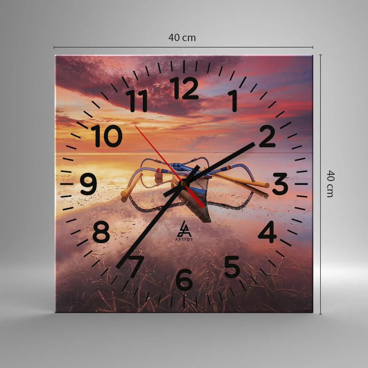 Ceas de perete - Ceas pe sticlă - Liniștea unei seri tropicale - 40x40 cm